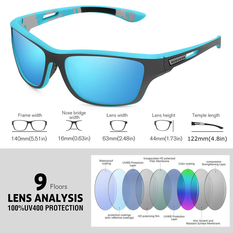 Outdoor sports sunglasses with glare-free polarized lens