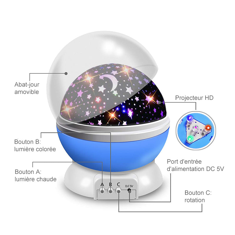 Ciaovie Romantic Night Lamp LED Projector Starry Sky