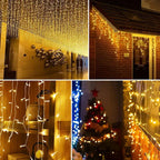 Quntis 10m 300 LED Solar String Lights – IP44 Waterproof Outdoor Garden & Patio Christmas Waterfall Icicle Lights for Holiday & Party Decoration