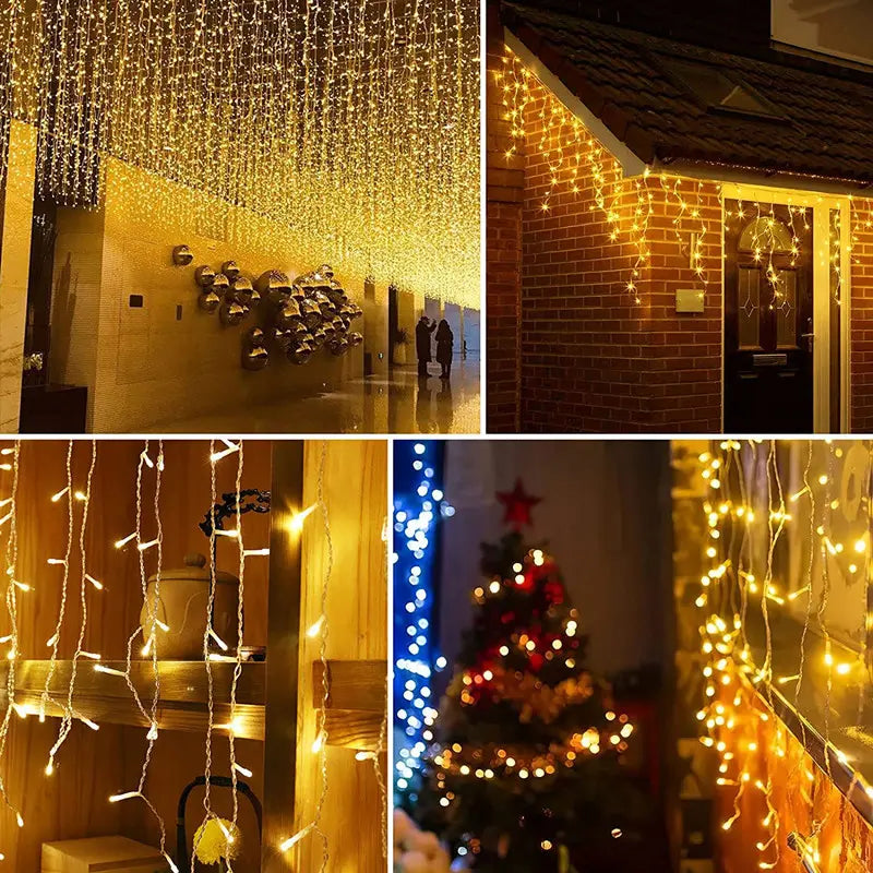 Quntis 10m 300 LED Solar String Lights – IP44 Waterproof Outdoor Garden & Patio Christmas Waterfall Icicle Lights for Holiday & Party Decoration