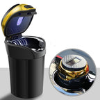 Detachable Stainless Steel Car Ashtray with Lid and LED Light, Powered