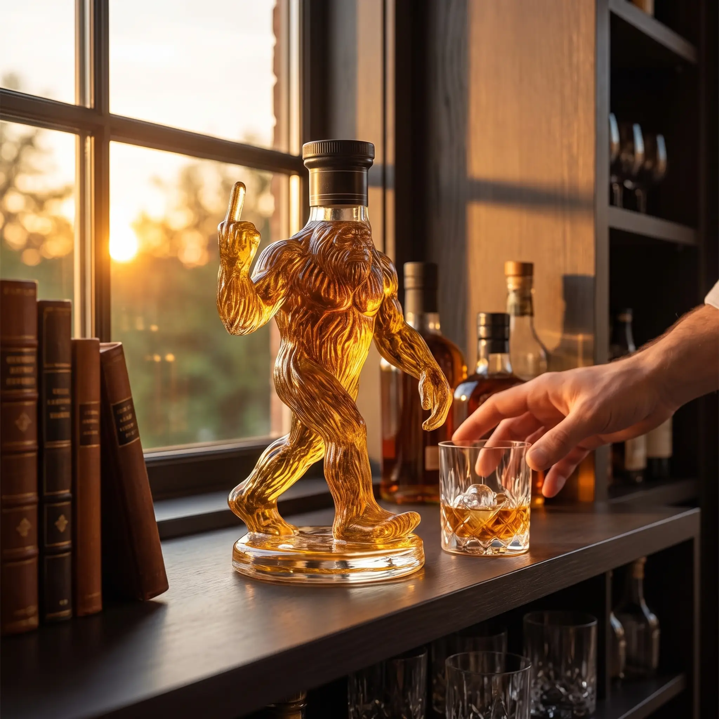 Whiskey Decanter Funny Bigfoot Glass Bottle