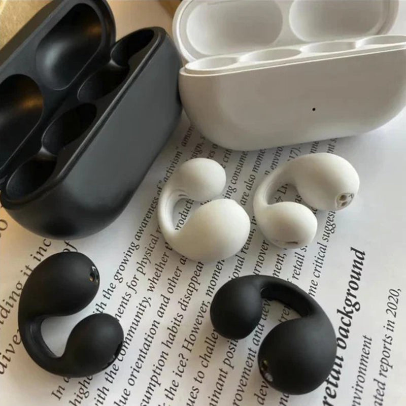 Bone conduction headphones with clip for the ear, wireless