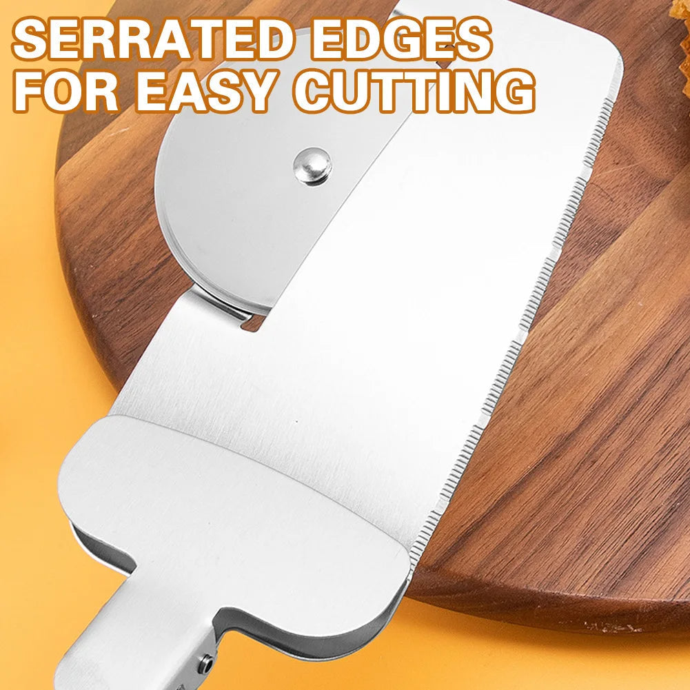 Stainless Steel Pizza Cutter with Grip and Food Lifter
