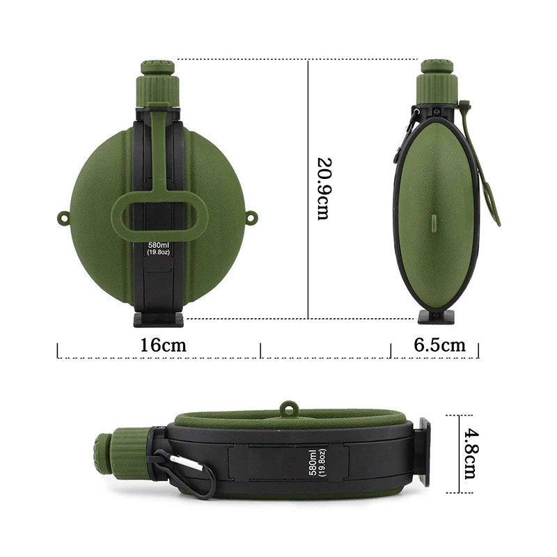 Foldable Silicone Water Bottle with Compass