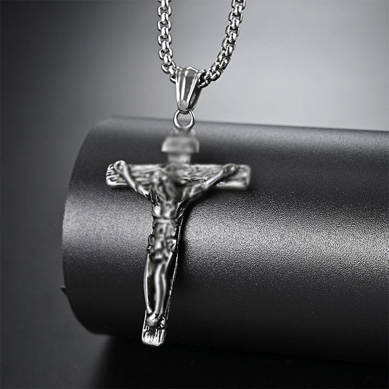 Titanium Steel Cross Pendant Necklace