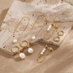 4 Pair Pearl Accented Earrings Set