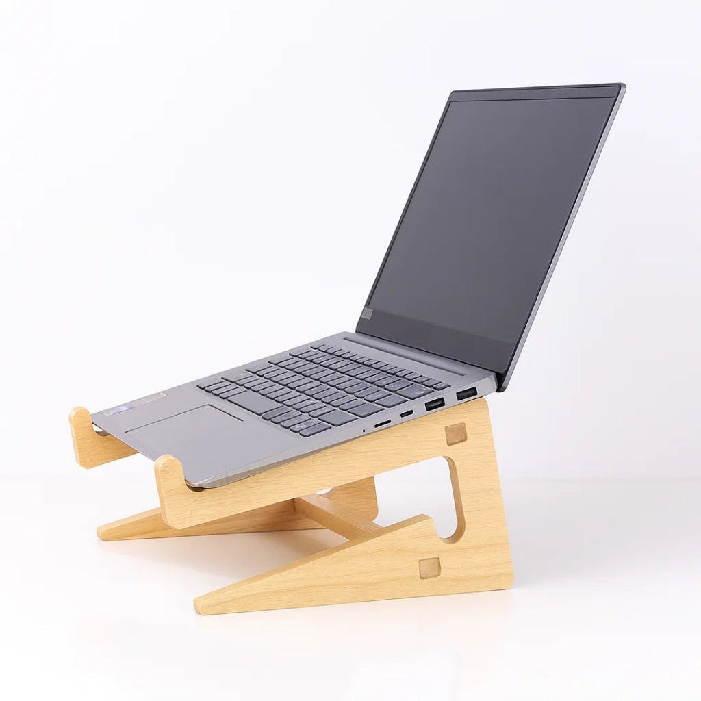 Ergonomic Neck Support – Ventilated Natural Wood – Prevents Overheating – Ideal for Home & Office Use