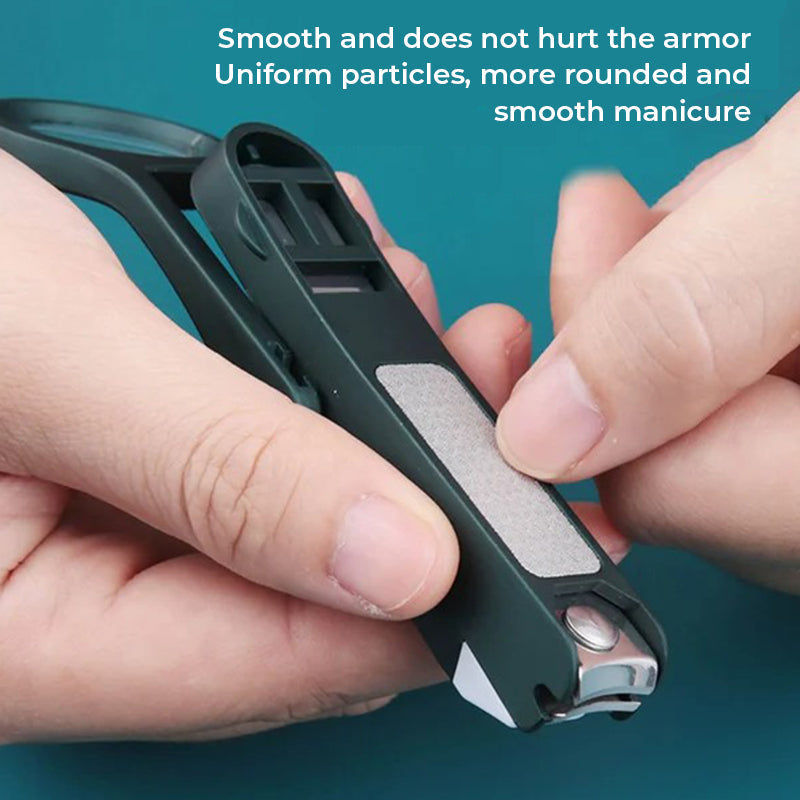 Portable nail cutter with magnifying glass
