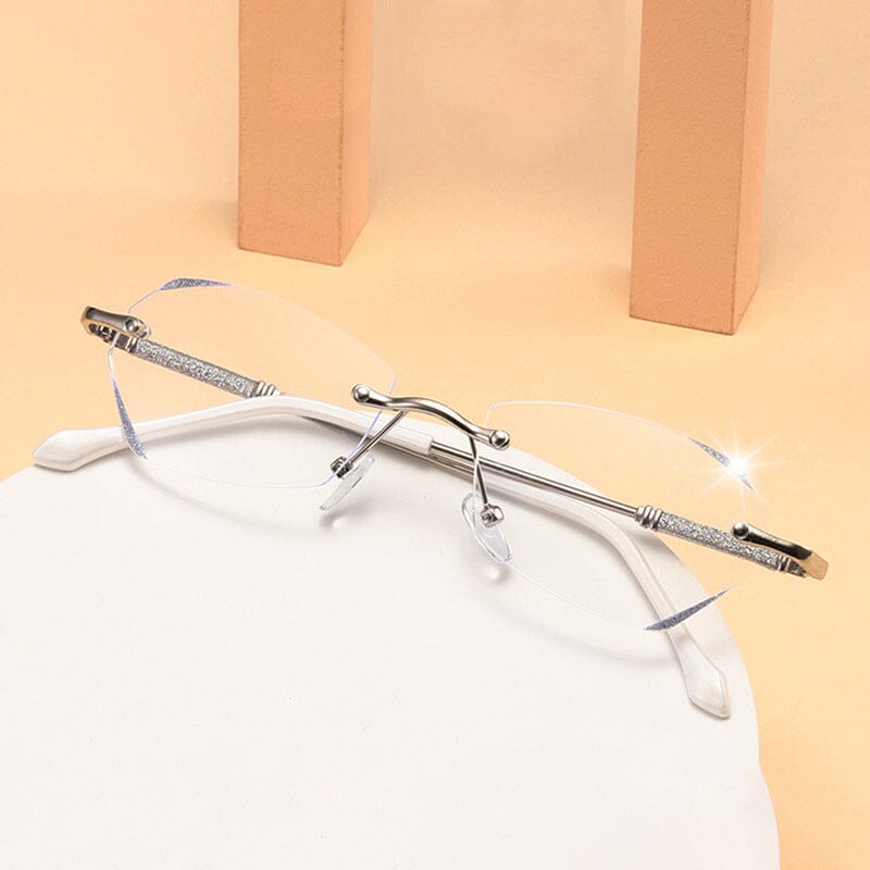 Fashionable rimless anti-blue light reading glasses