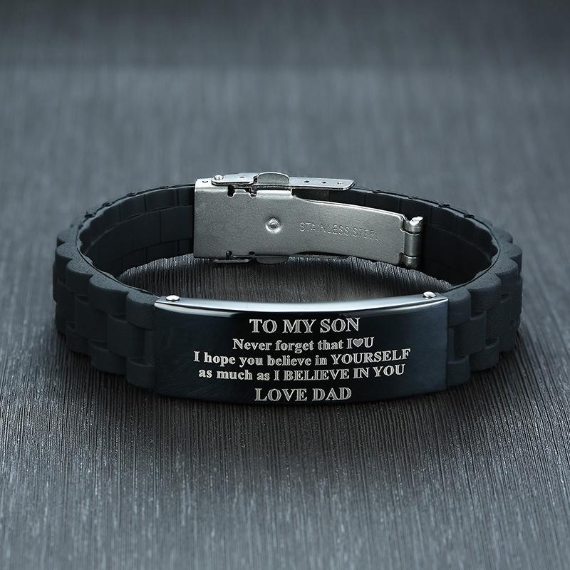 Silicone bracelet with stainless steel plate