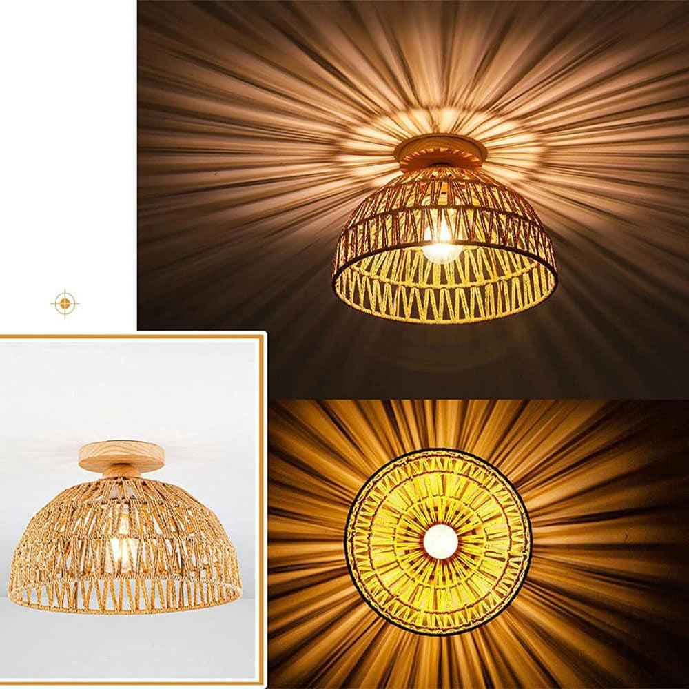Bohemian Natural Woven Hemp Rope Pendant Light