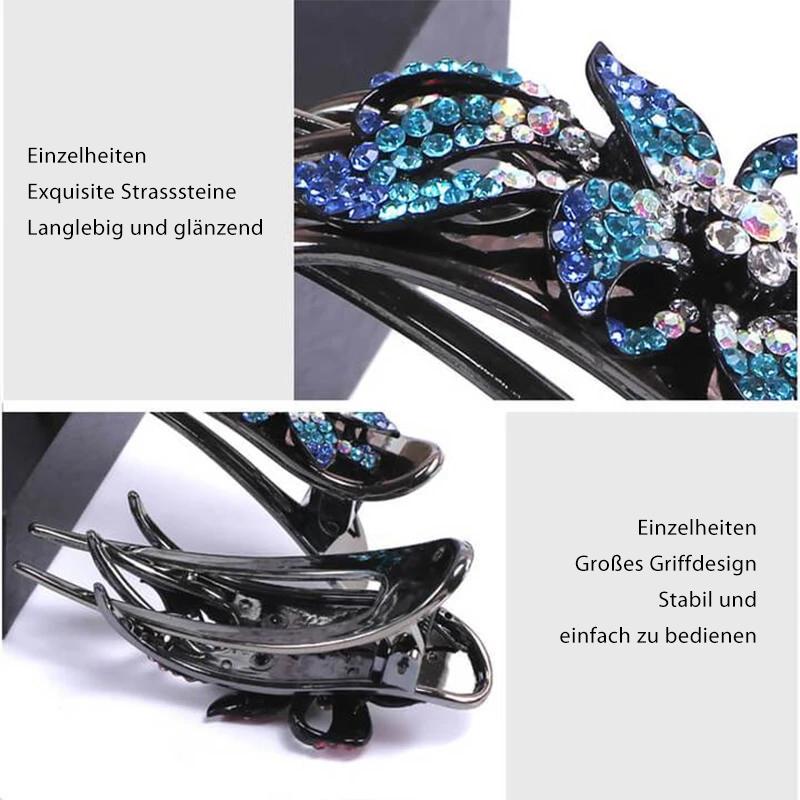 Rhinestone Double Flower Hair Clip