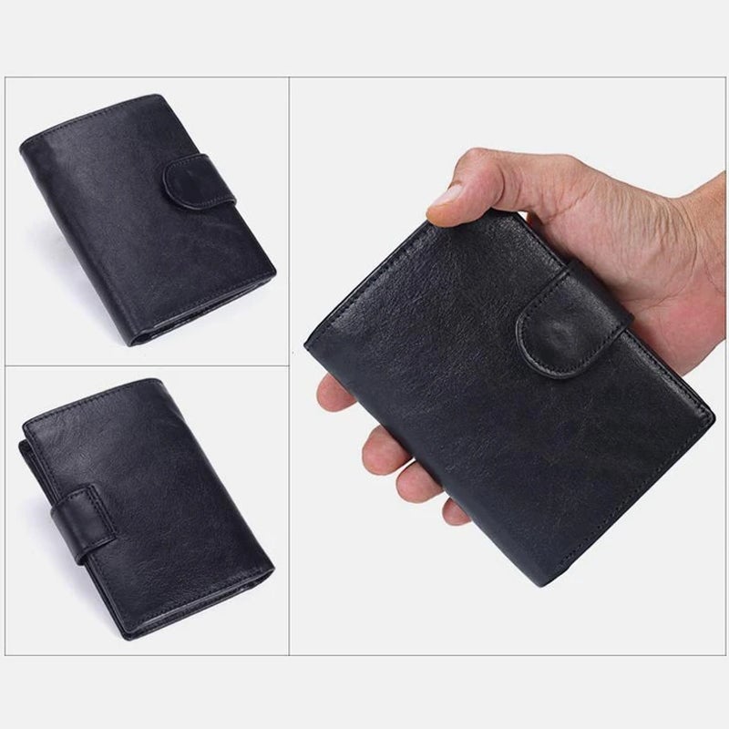Vintage Leather PU Wallet with three compartments and multiple slots
