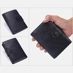 Vintage Leather PU Wallet with three compartments and multiple slots