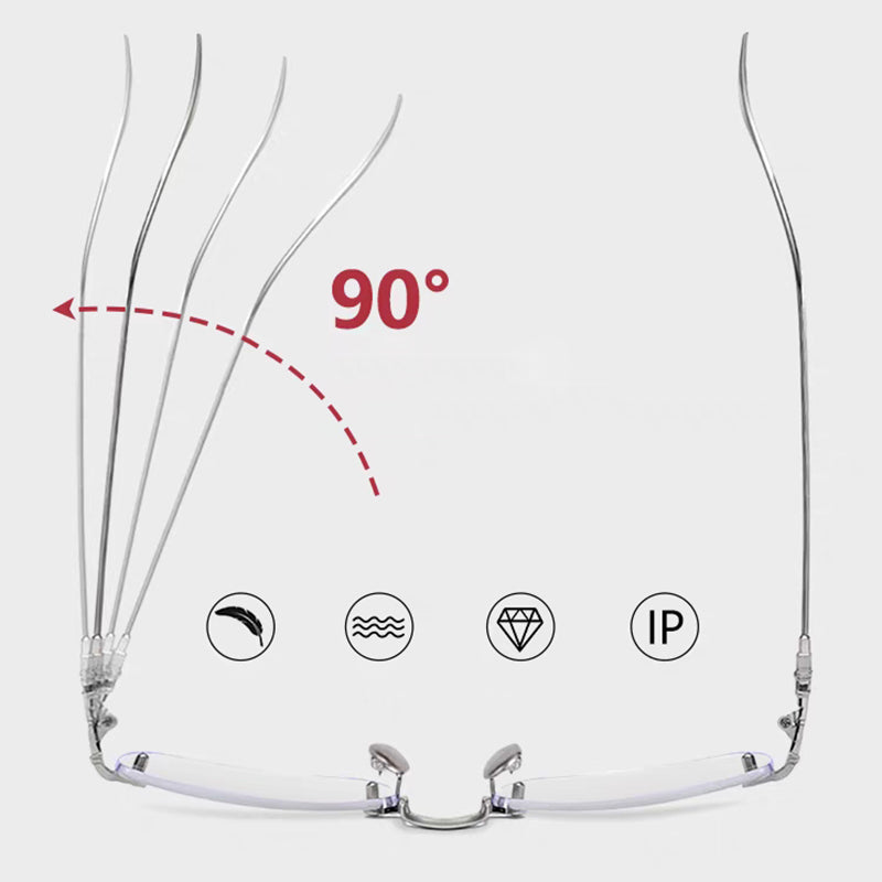 Men's and women's rimless glasses with anti-blue light for presbyopia