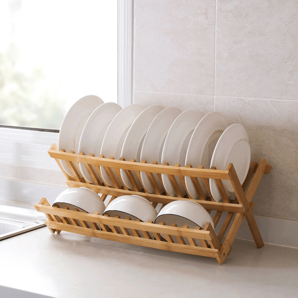 Space-saving bamboo drying rack for an eco-friendly household