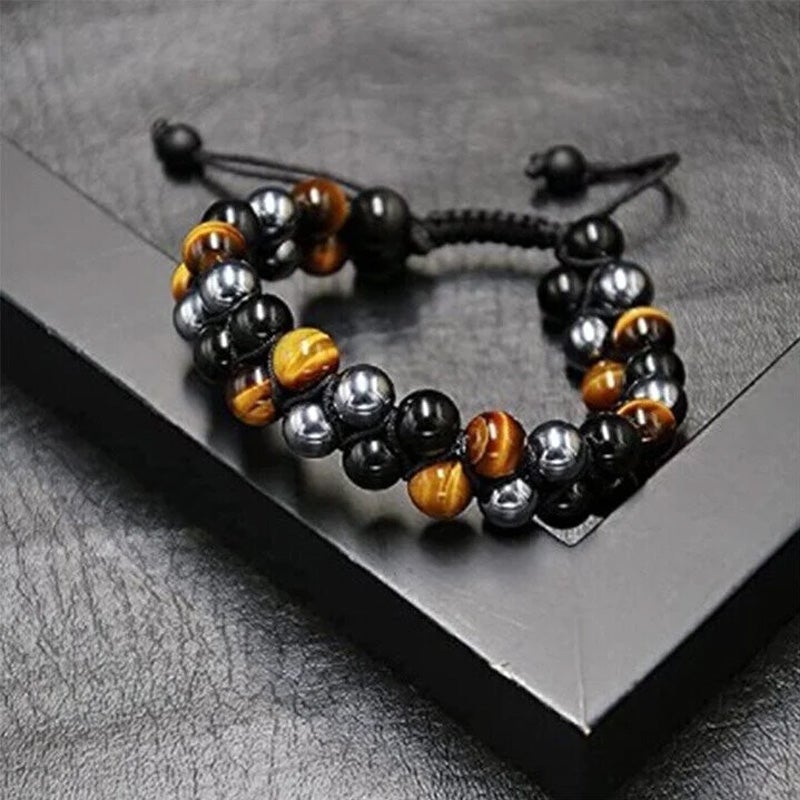 Double-layered gemstone bracelet