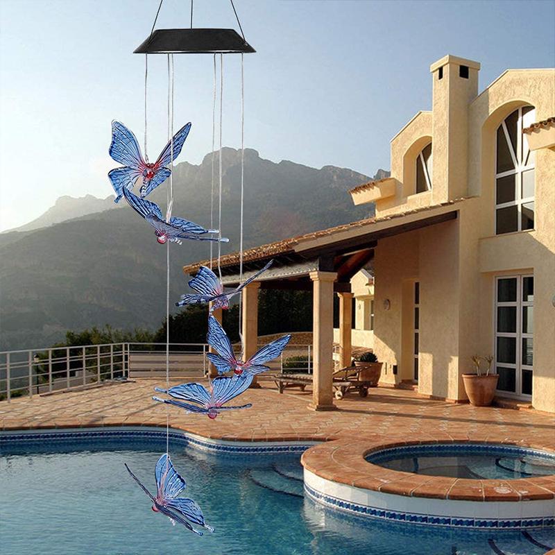 Solar-powered butterfly lights