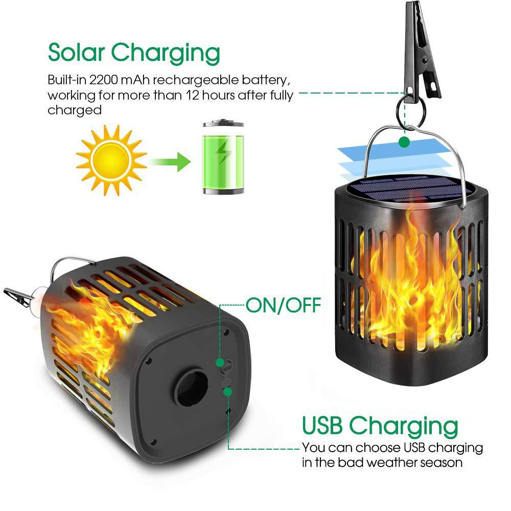 Solar LED Flame Lantern – Decorative Outdoor Lighting for Garden and Terrace with Hanging Possibility
