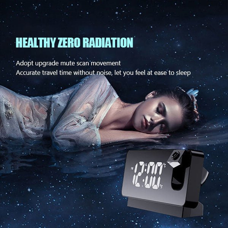 Digital Projection Alarm Clock with 180-Degree Projector