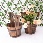 Wooden Bucket Planter in Barrel Design for Garden and Terrace – Decorative Flower Pots made of Wood