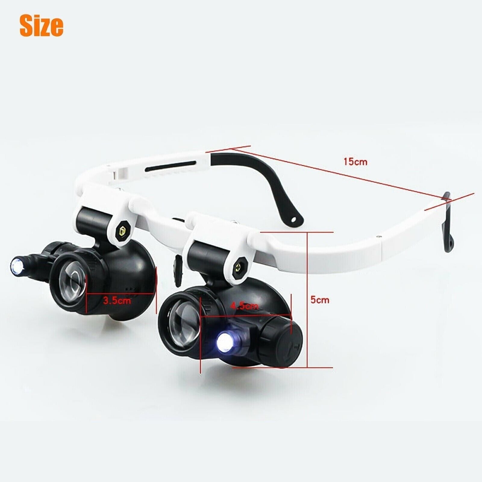 Headband Head Enlarger 8 Lenses LED Light Jeweler Glasses
