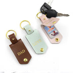 Leather keychain with family photo