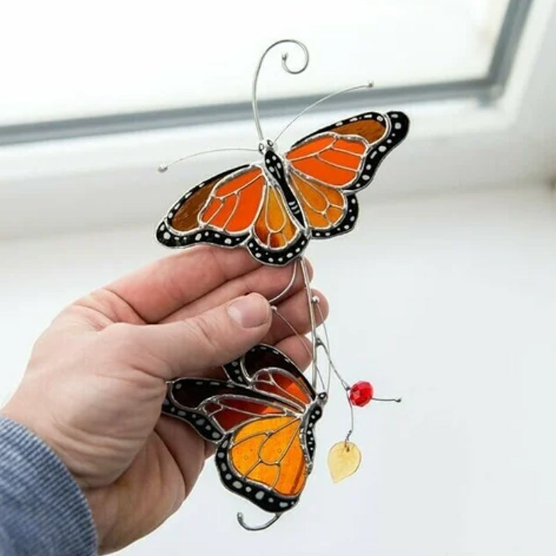 Stained Monarch Butterfly Window Decor