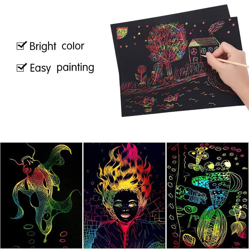 Magical scratch card set with rainbow colors