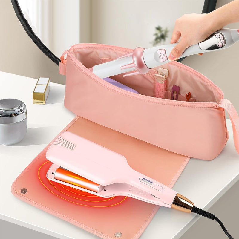 Hair tools travel bag and heat-resistant mat