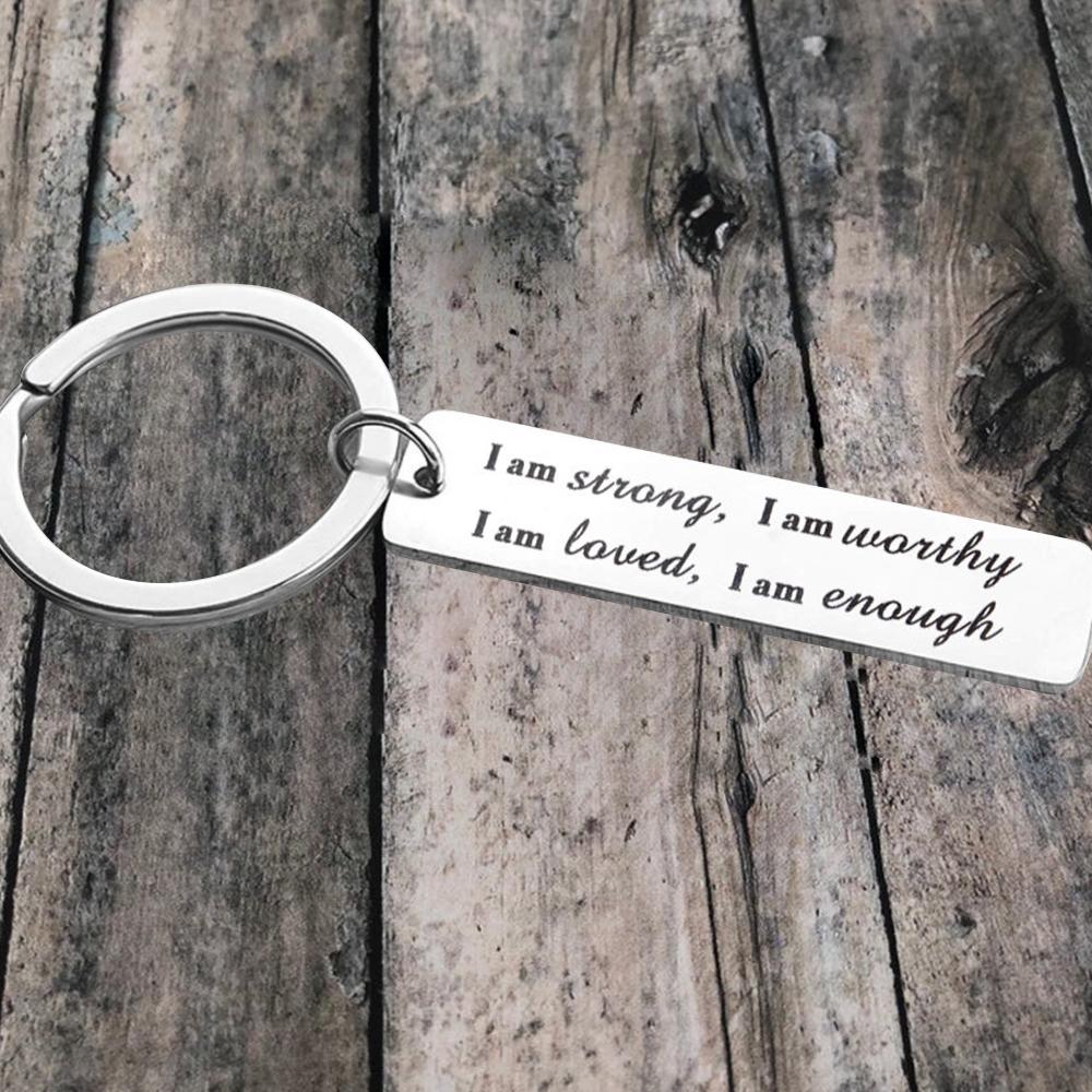 Stainless Steel "I am strong" Keychain