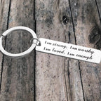 Stainless Steel "I am strong" Keychain