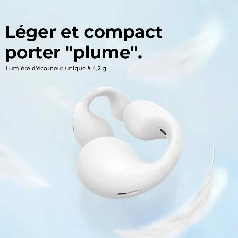 Bone conduction headphones with clip for the ear, wireless