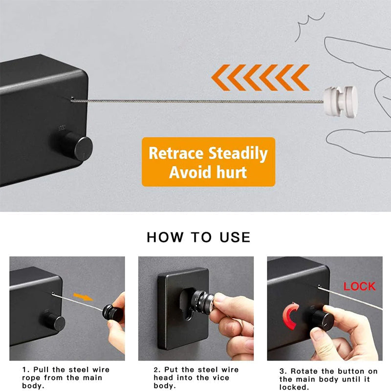 Retractable clothesline for indoors/outdoors