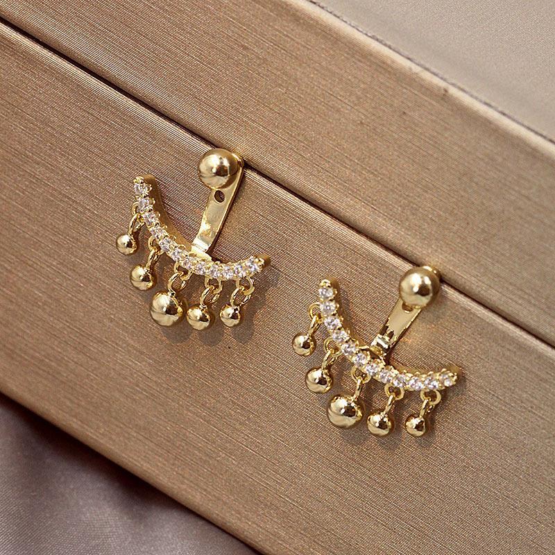 Geometric Meniscus Earrings made of Rhinestones and Pearls