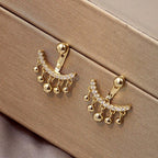 Geometric Meniscus Earrings made of Rhinestones and Pearls