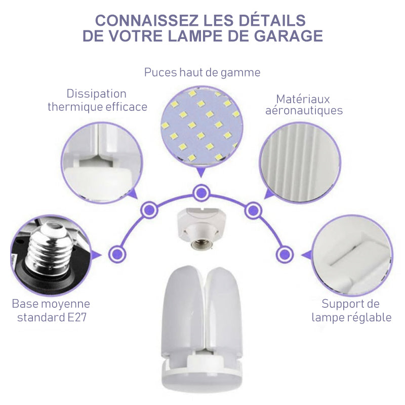 Foldable deformable universal garage lamp