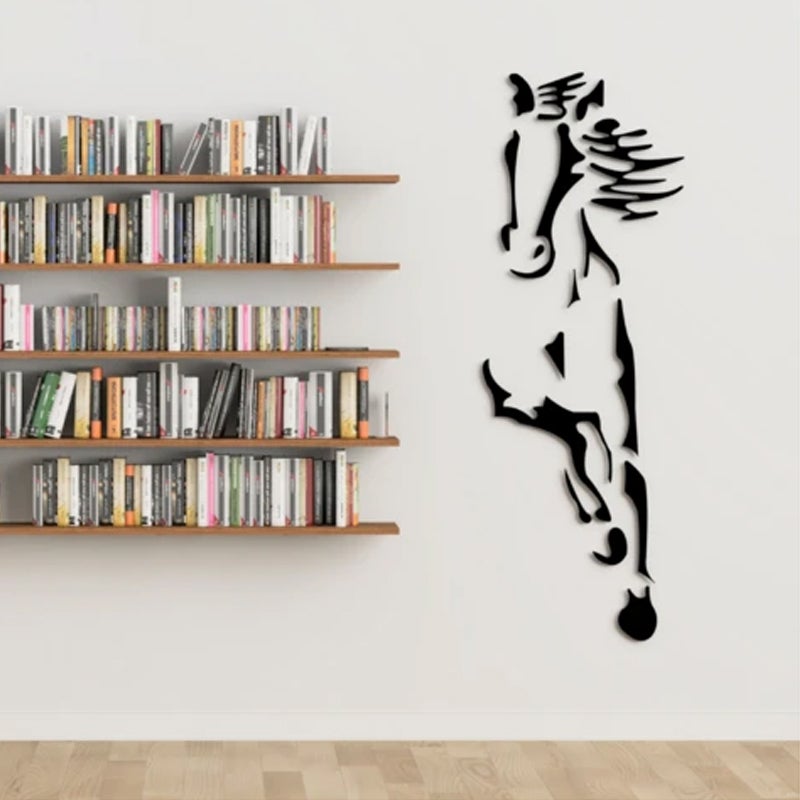 Galloping Horse Wall Decoration, 3D Acrylic Modern Mirror Horse Wall Sticker