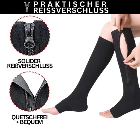 Comfortable compression stockings with zipper