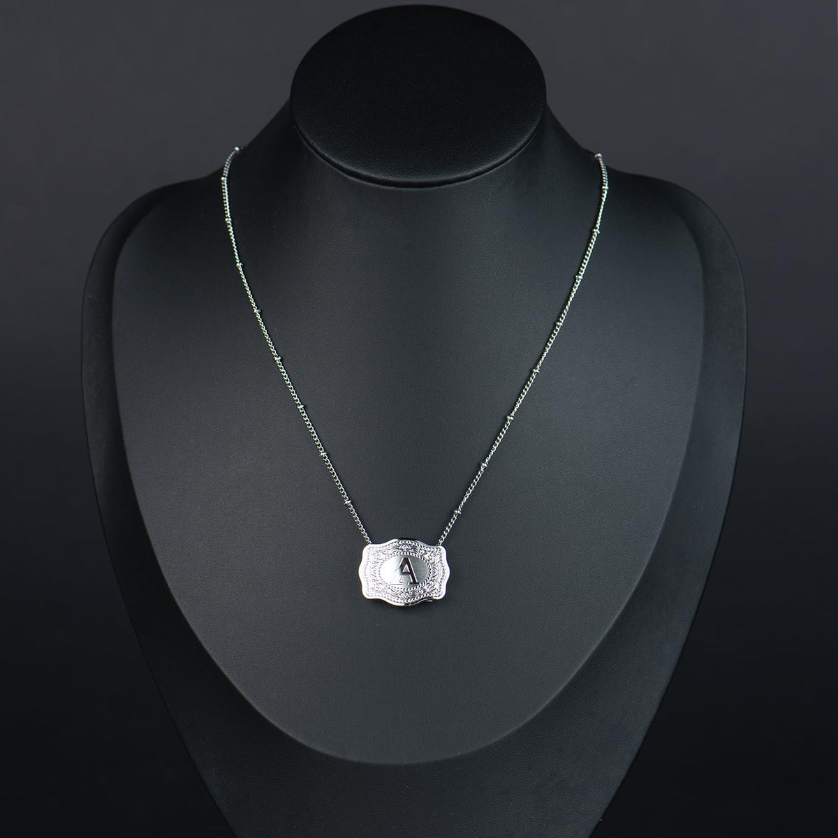 Dainty Belt Buckle Letter Initial Necklaces