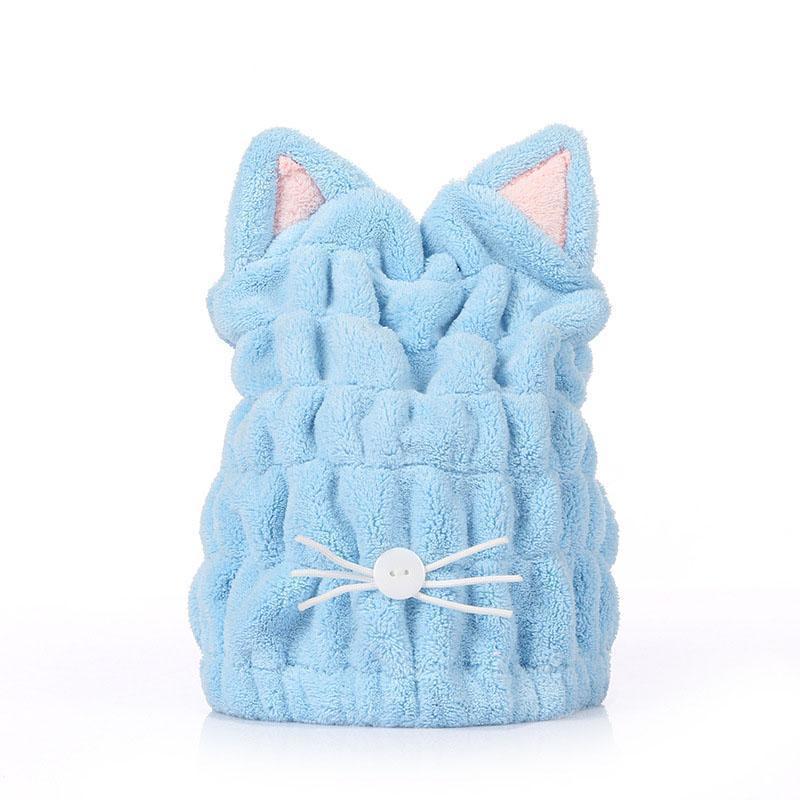 Cute Cat Ears Hair-drying Towel Bath Cap