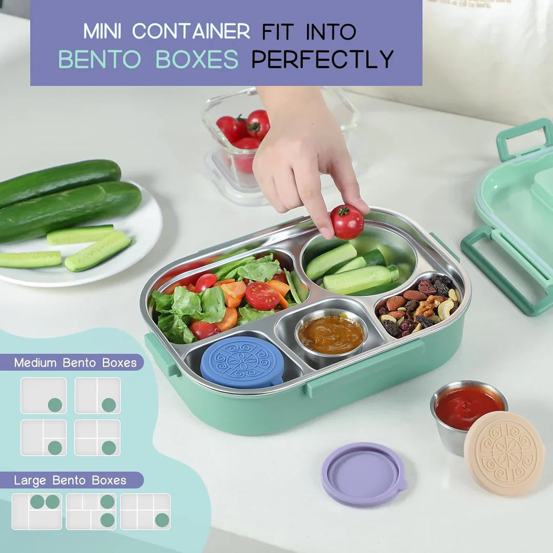 Airtight Stainless Steel Sauce Containers (Set of 6)