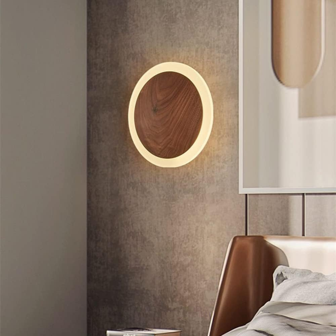 Scandinavian Wooden LED Wall Lamp with Energy-Efficient Indoor Lighting