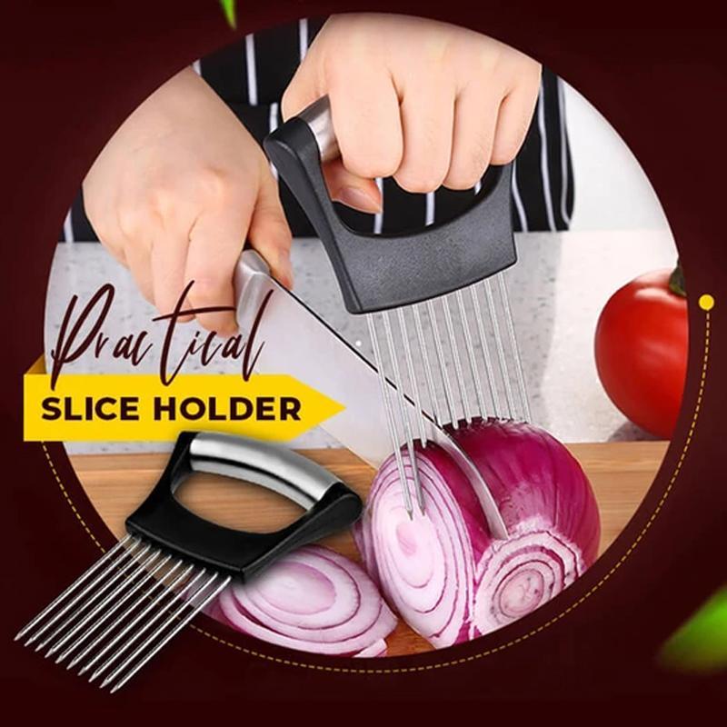 Stainless Steel Onion Cutter Holder, Food Slicers Assistant Tomato Slicer Holder