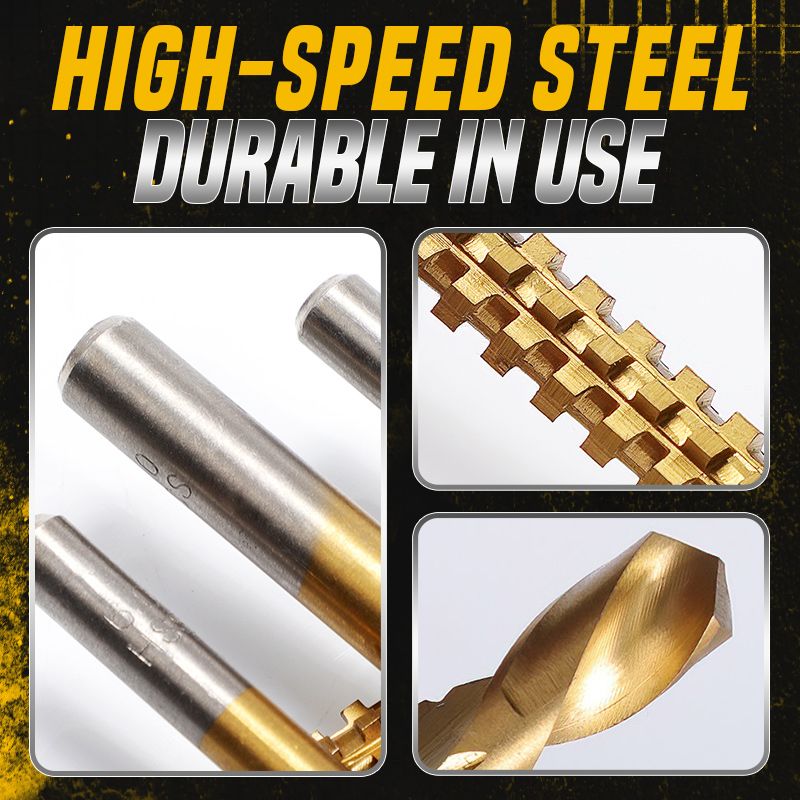 Titanium-coated high-speed steel bits with tags (6 pcs.)