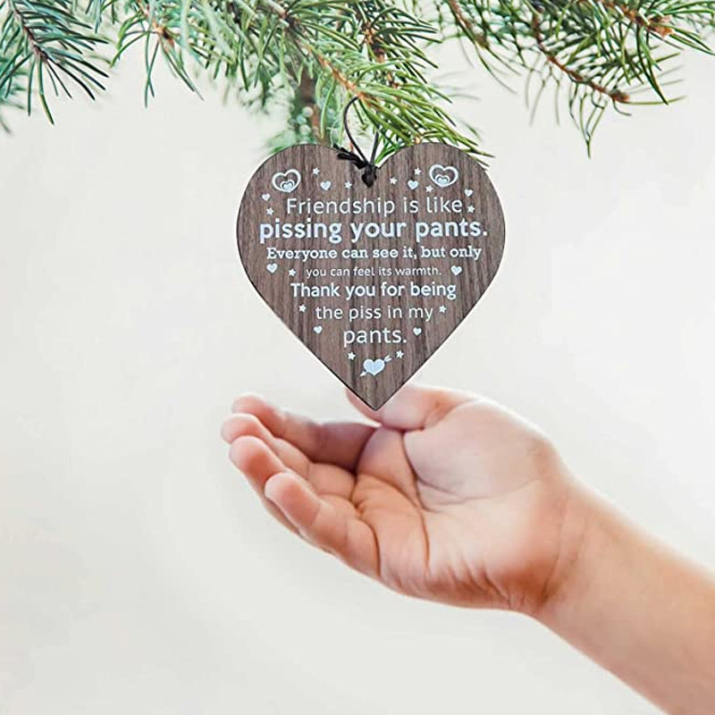 Friendship Wood Pendant Christmas Tree Decor (3 Pieces)