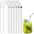 6 PCS Reusable Stained Glass Straws with Cleaning Brush