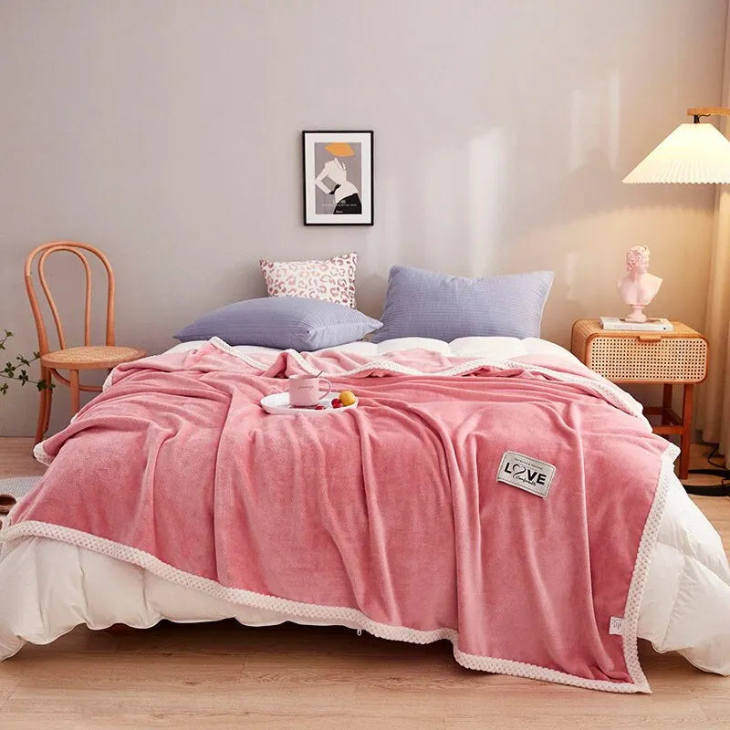 Flannel Fleece Snuggle Blanket in Pink