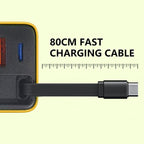 3 in 1 GaN Charger, Scalable 80W MAX fast charger module with Type-C cable and 2 USB ports